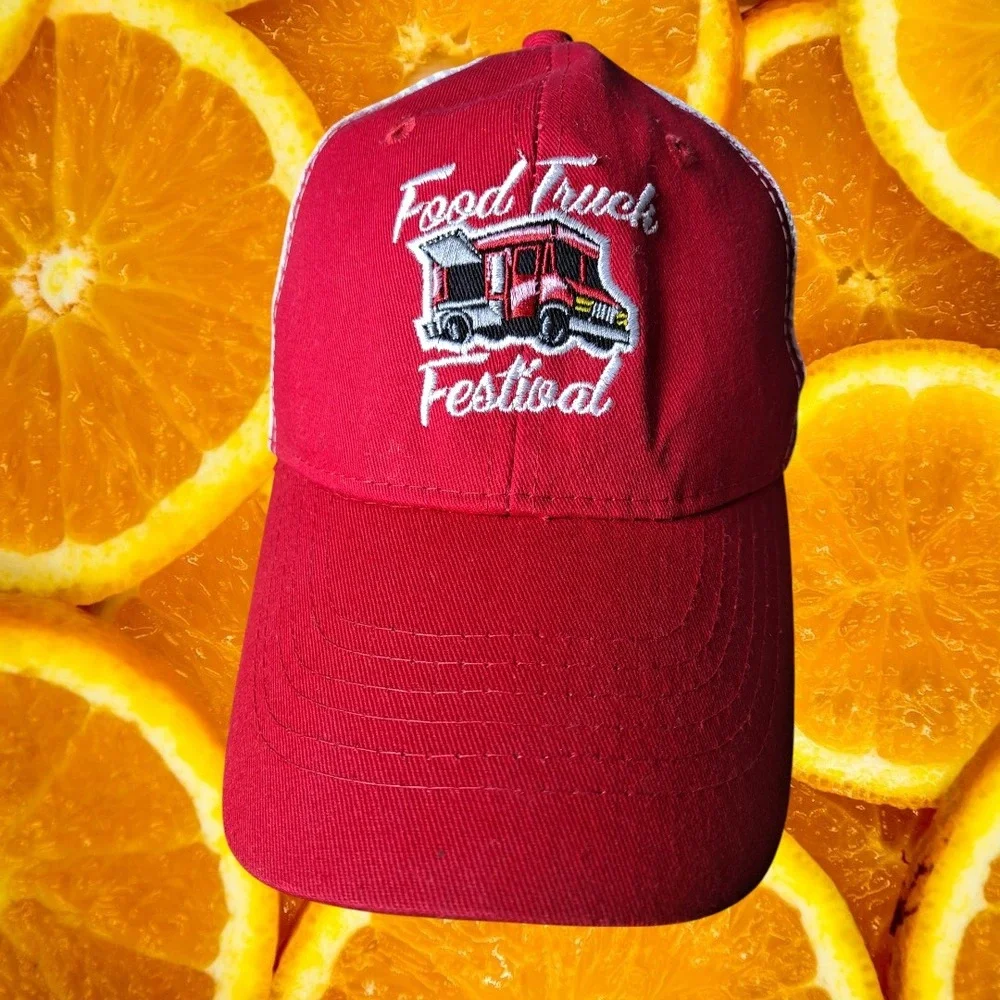 Food Truck Festival Hat Red White Trucker Cap Adjustable Baseball‎